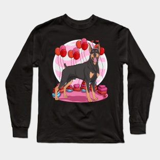 Doberman Pinscher Valentines Day Heart Dogs Puppy Love Long Sleeve T-Shirt